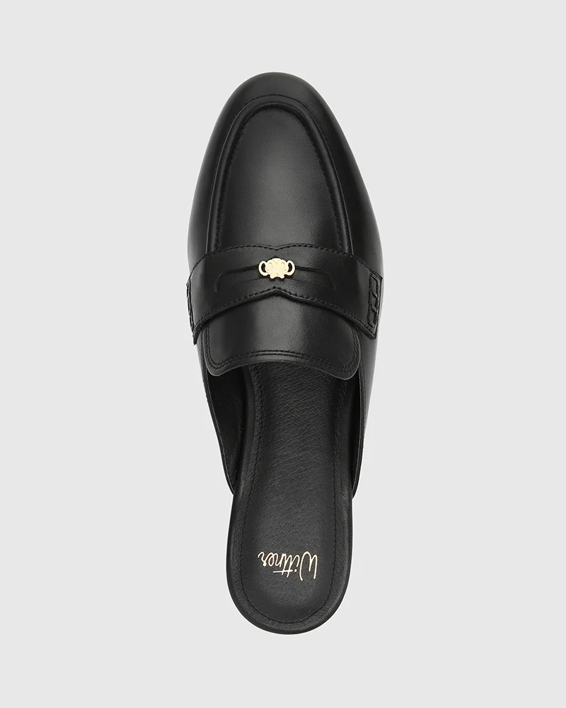 Aaron Black Leather Backless Loafer - Image 5