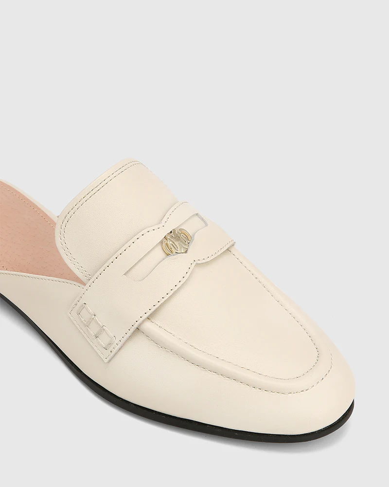 Aaron Vintage Ivory Leather Backless Loafer - Image 3