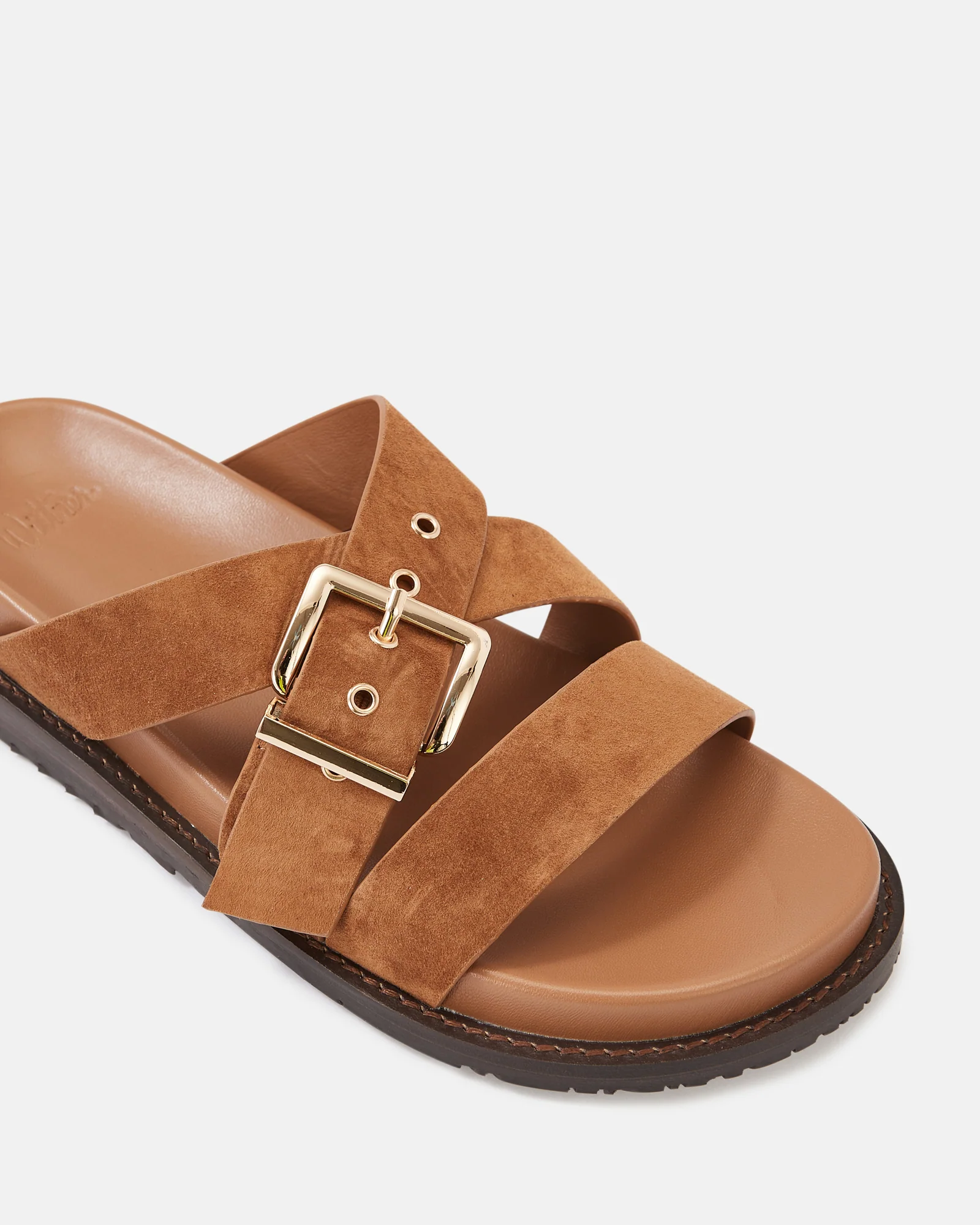 Adelle Tan Suede Leather Footbed Sandal - Image 3