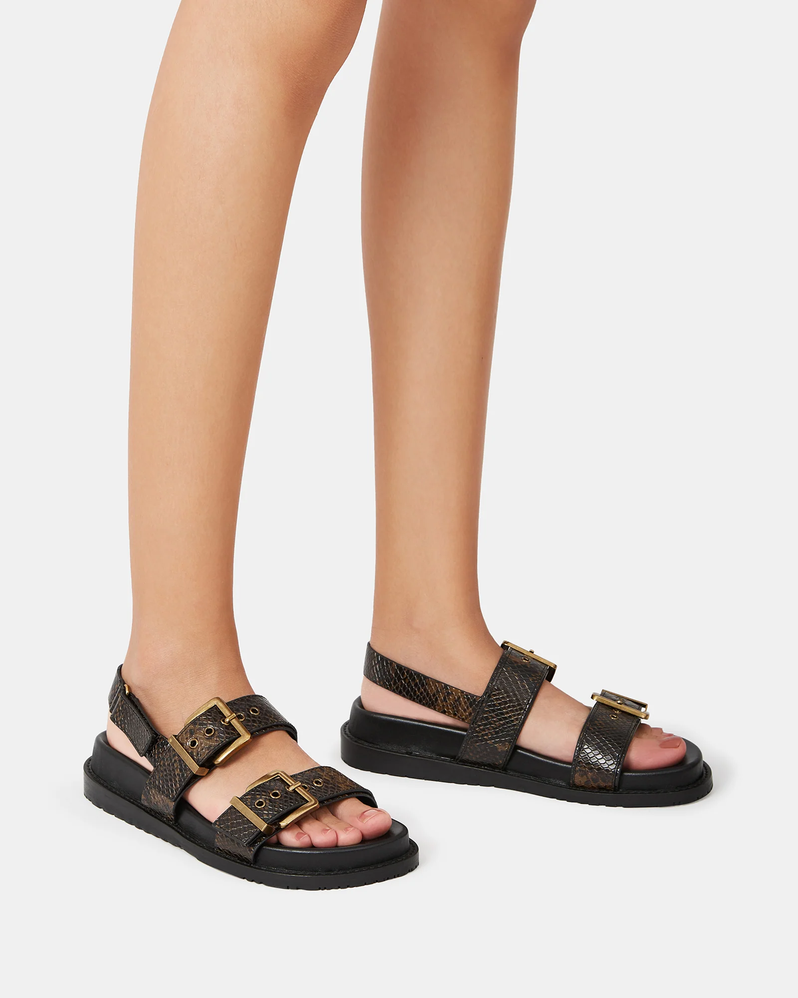 Archie Snake Emboss Leather Footbed Sandal - Image 7