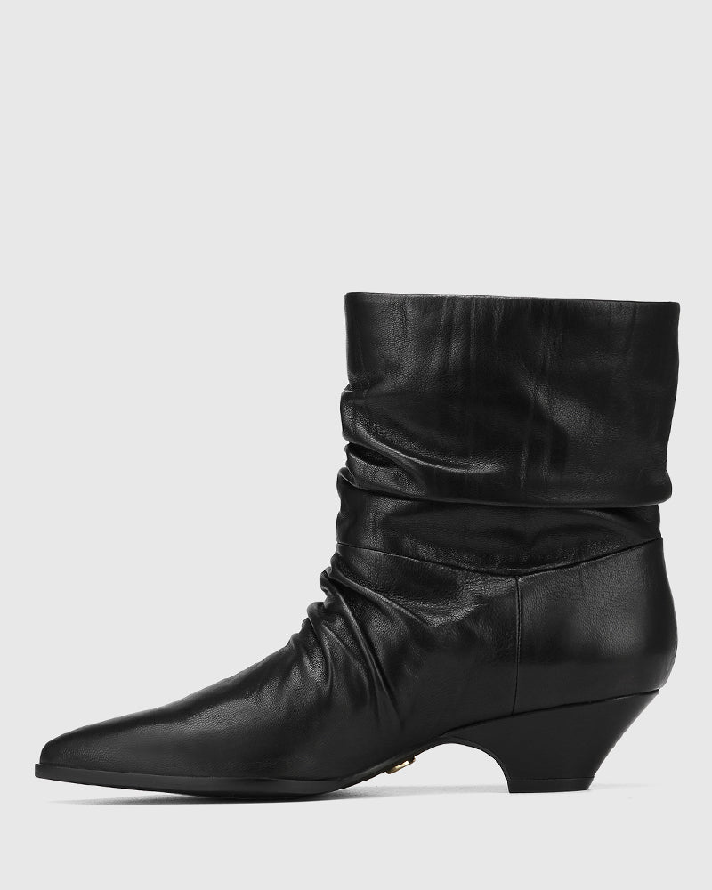 Axiel Black Leather Slouch Ankle Boot - Image 6