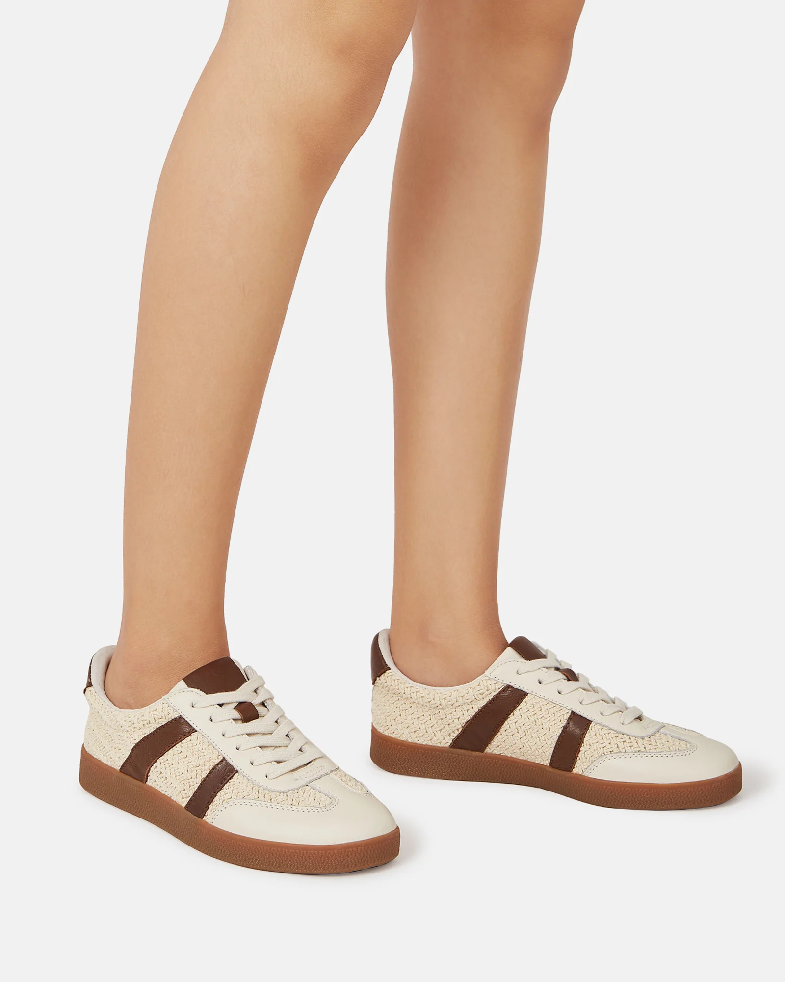 Boston Vintage Ivory Textile and Suede Leather Sneaker - Image 7