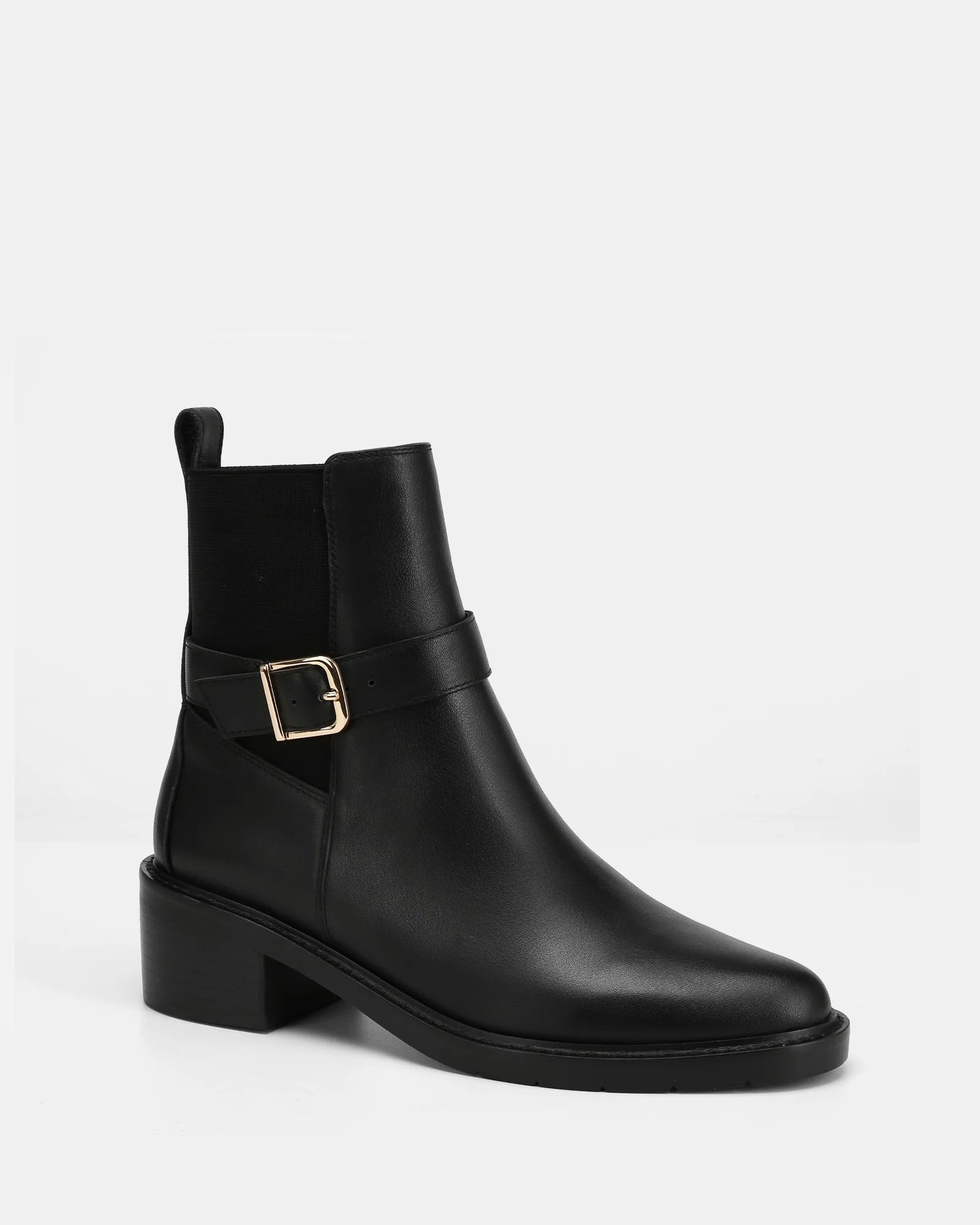 Brandy Black Leather Ankle Boot - Image 2