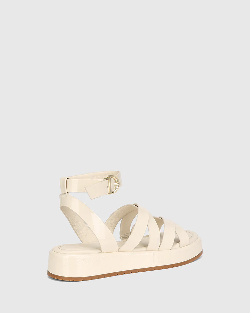 Cherish Vintage Ivory Crinkle Patent Leather Strappy Sandal - Image 4