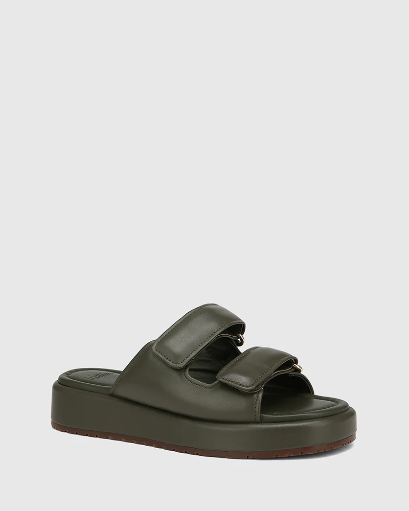 Codi Olive Green Leather Flatform - Image 2