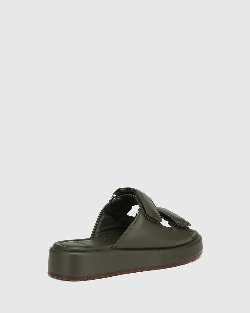 Codi Olive Green Leather Flatform - Image 4