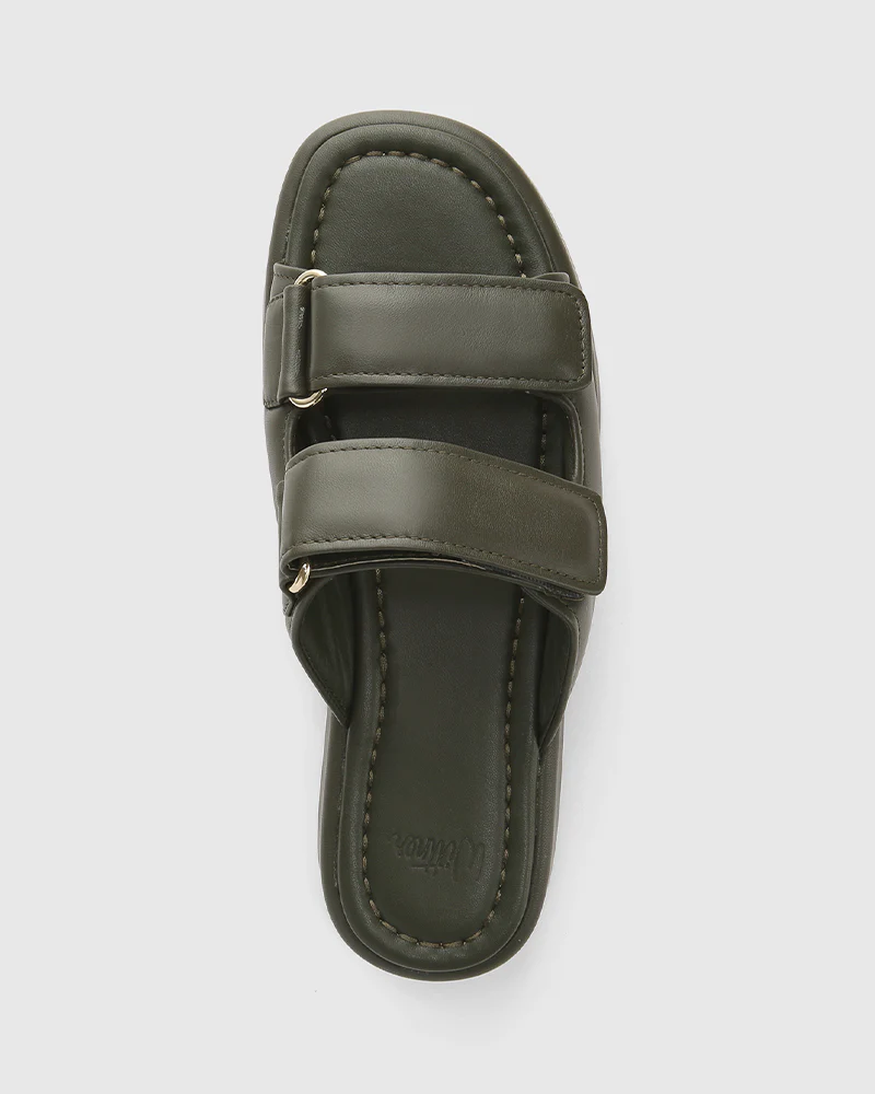 Codi Olive Green Leather Flatform - Image 5