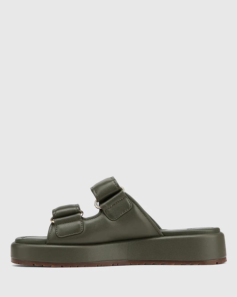 Codi Olive Green Leather Flatform - Image 6