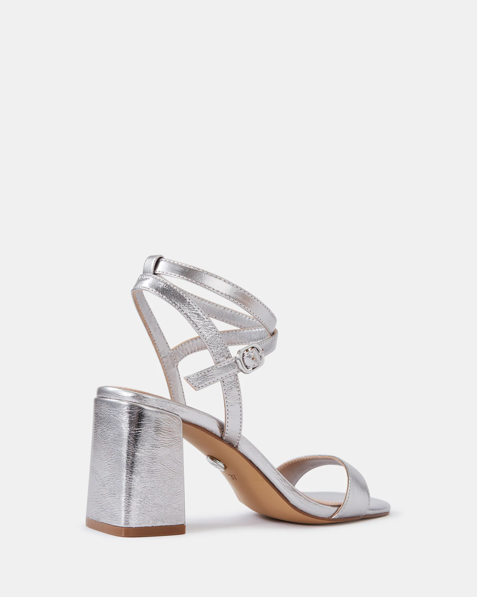 Colette Dark Silver Crease Leather Block Heel - Image 4