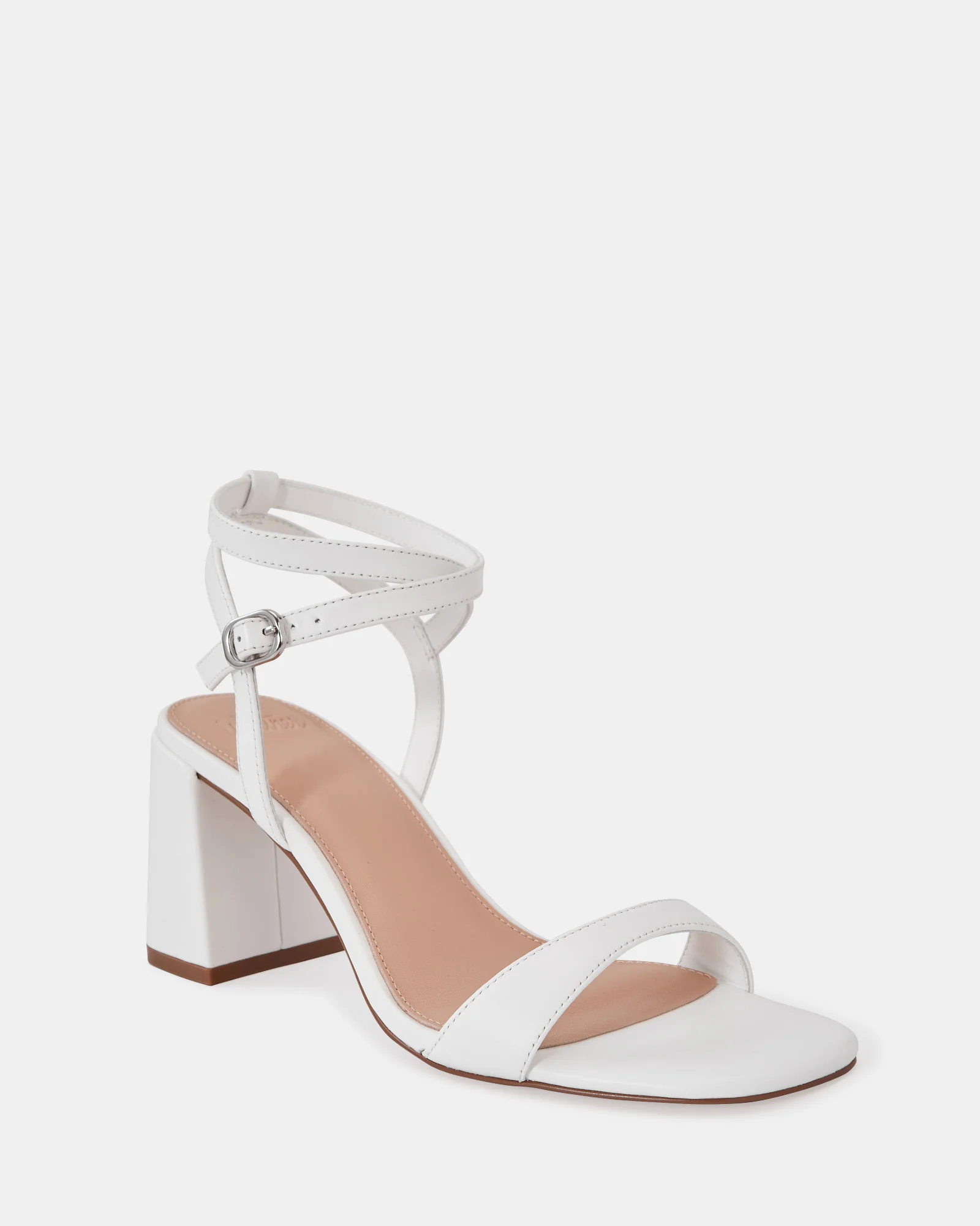 Colette White Leather Block Heel - Image 2
