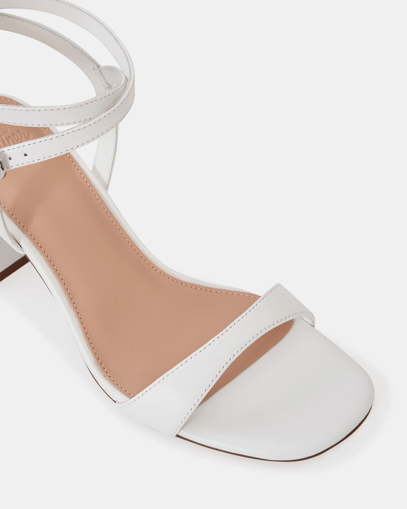 Colette White Leather Block Heel - Image 3