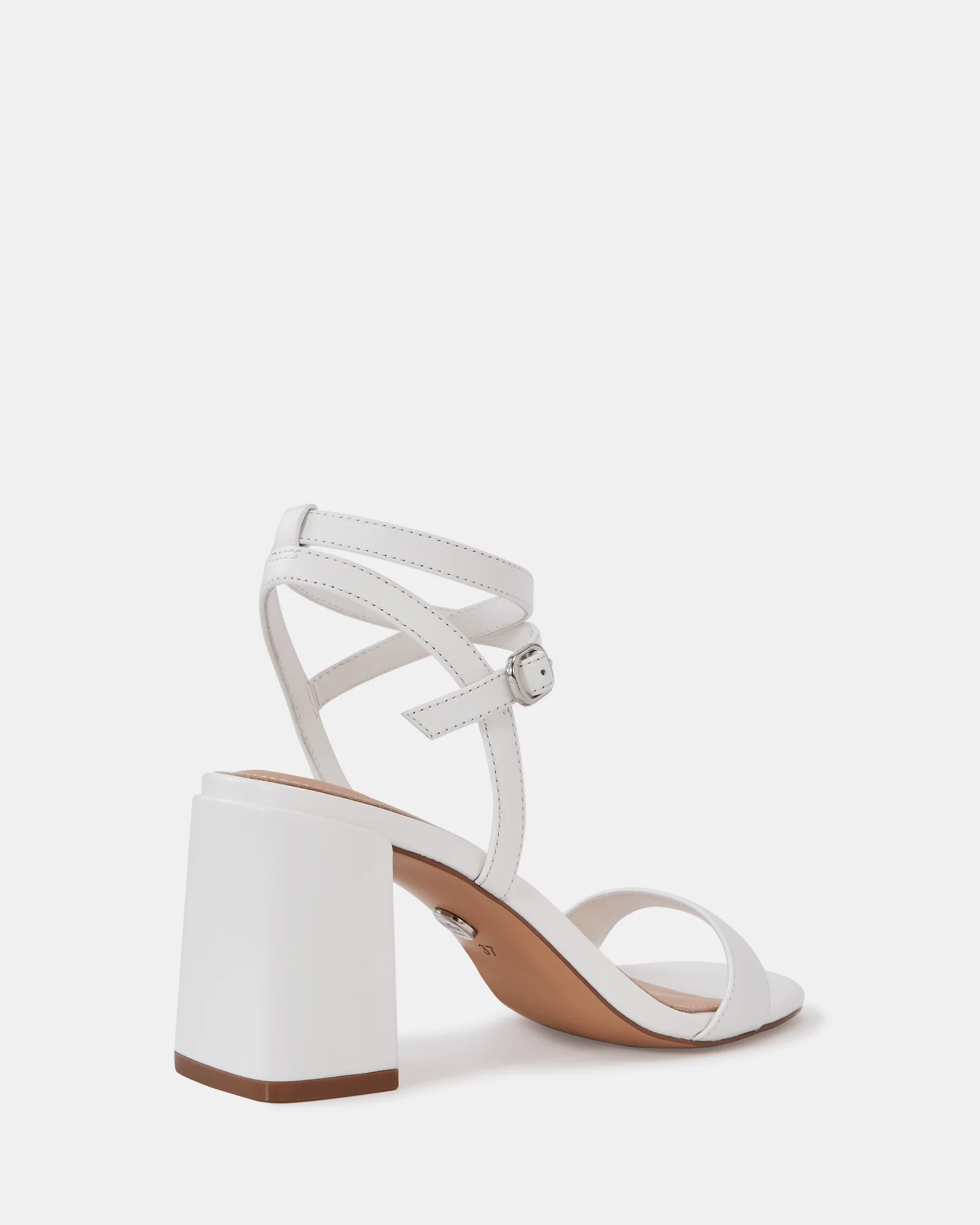 Colette White Leather Block Heel - Image 4