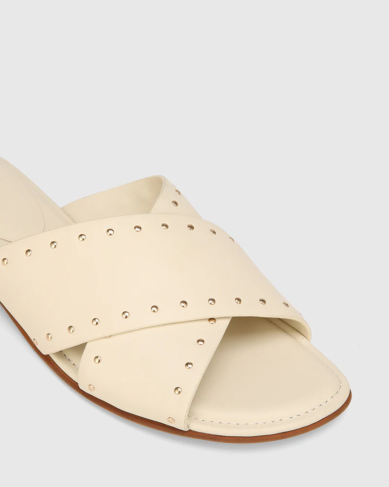 Connie Vintage Ivory Leather Slide - Image 3