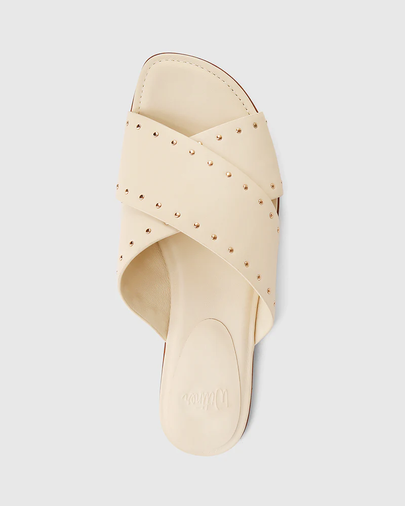 Connie Vintage Ivory Leather Slide - Image 5