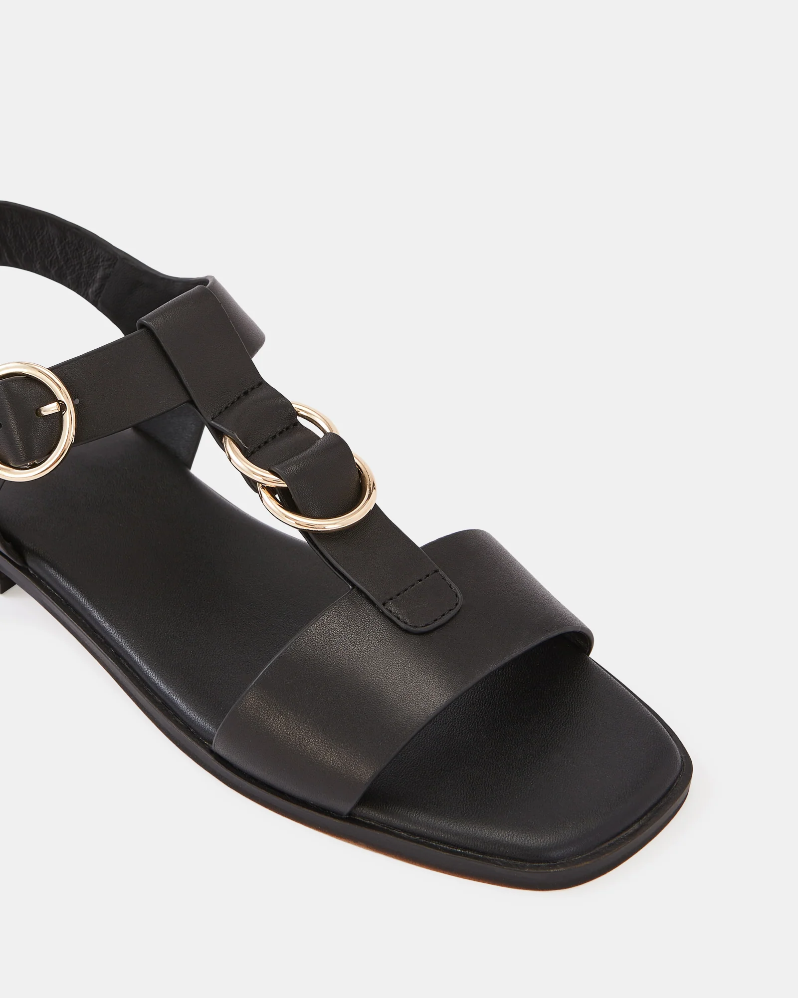 Dalia Black Pebble Leather Sandal - Image 3