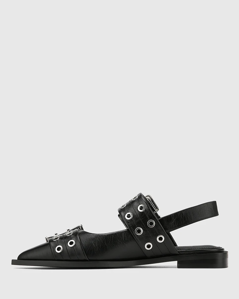 Daxton Black Leather Slingback - Image 6