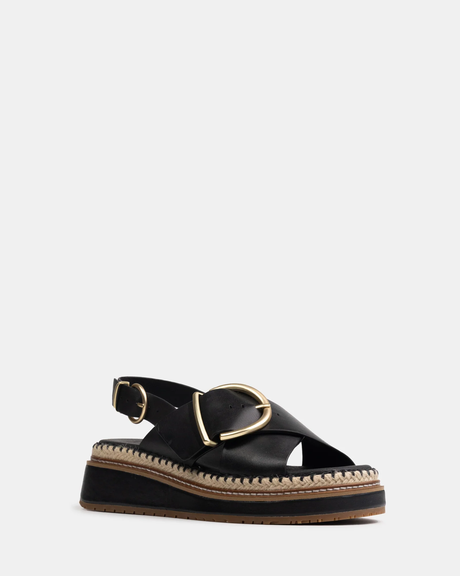 Deia Black Leather Flatform - Image 2
