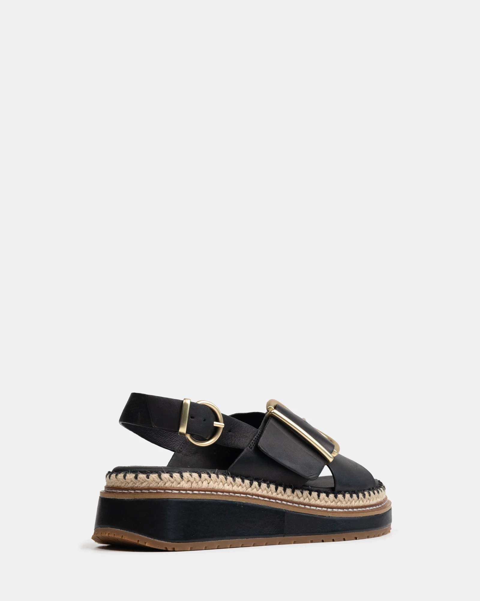 Deia Black Leather Flatform - Image 4
