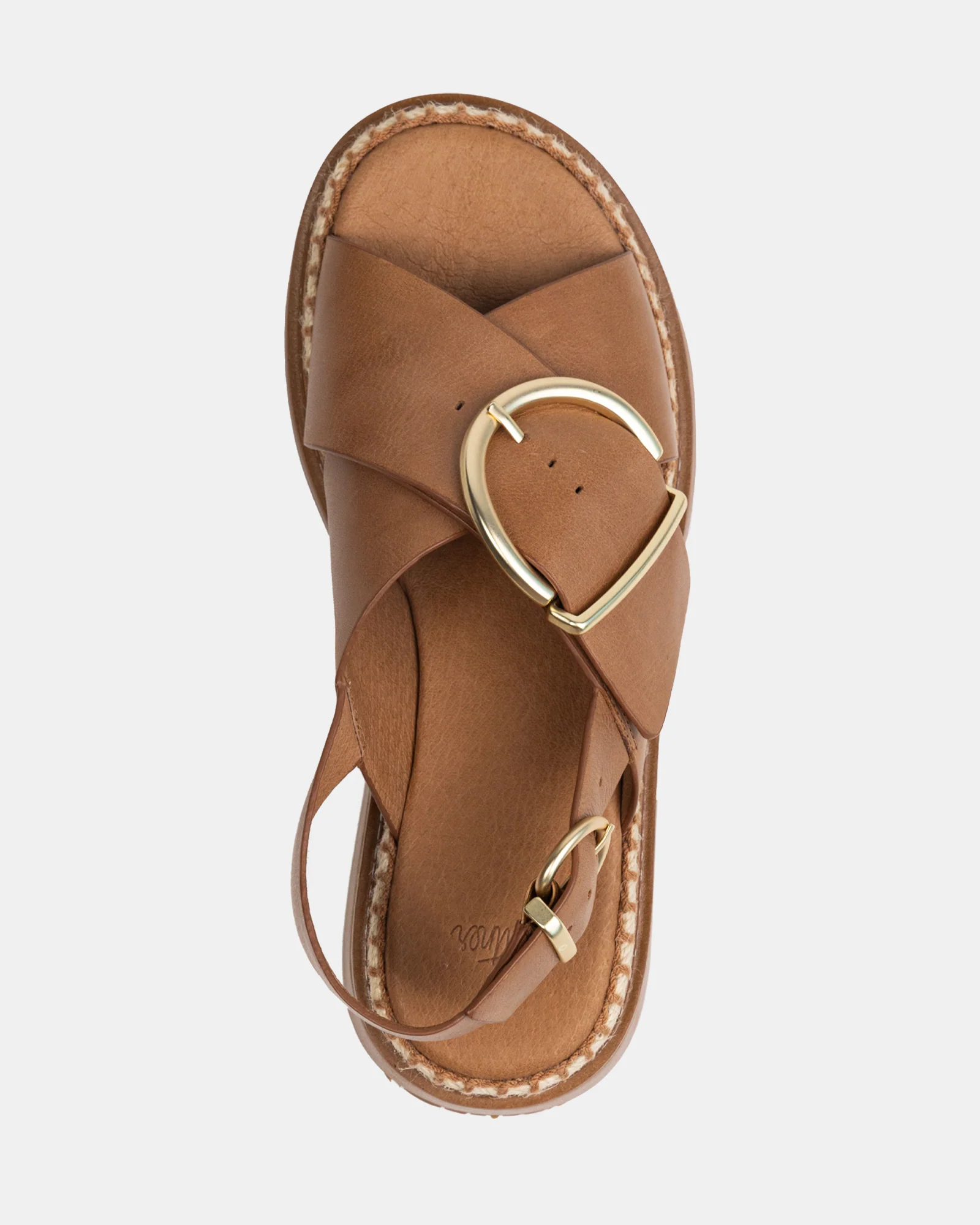 Deia Dark Cognac Pebble Leather Flatform - Image 5