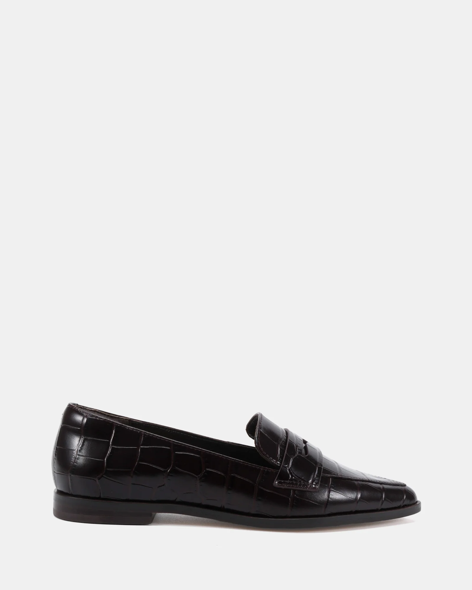 Denver Dark Brown Croc Embossed Leather Loafer