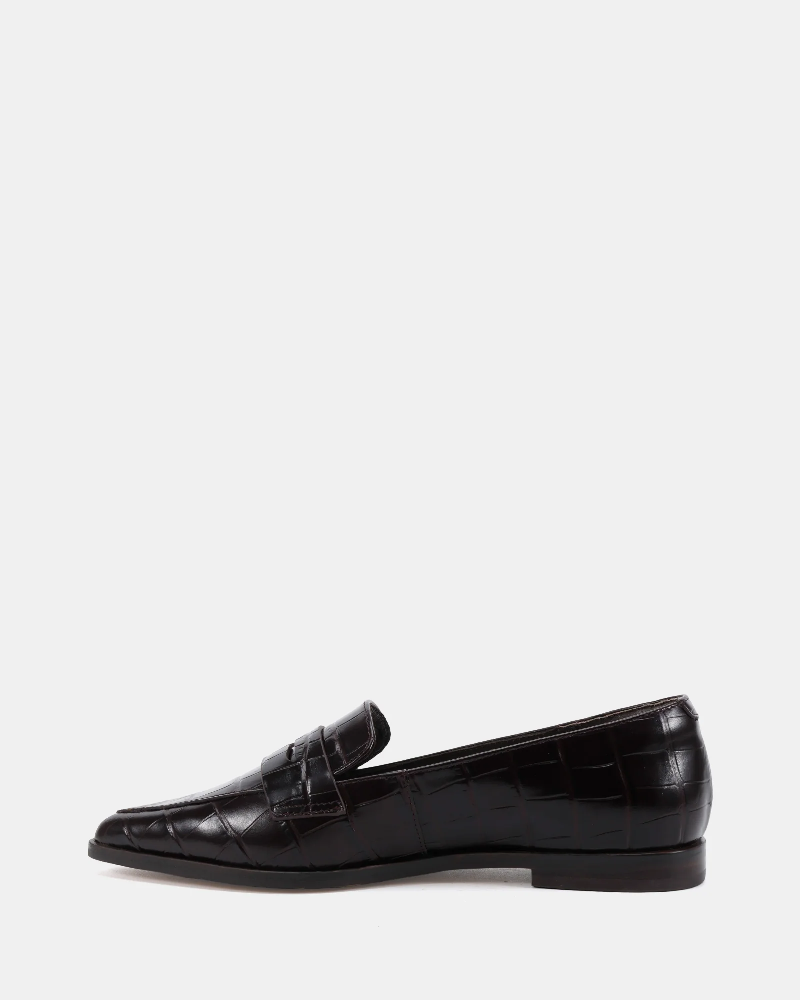 Denver Dark Brown Croc Embossed Leather Loafer - Image 6