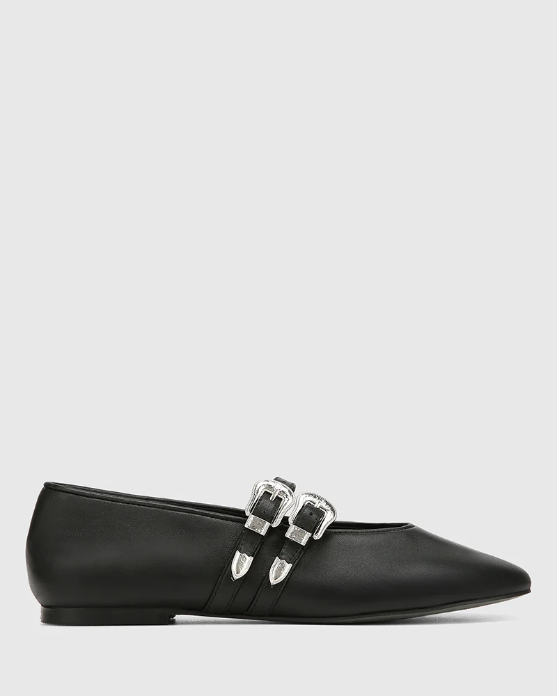 Divon Black Leather Mary Jane