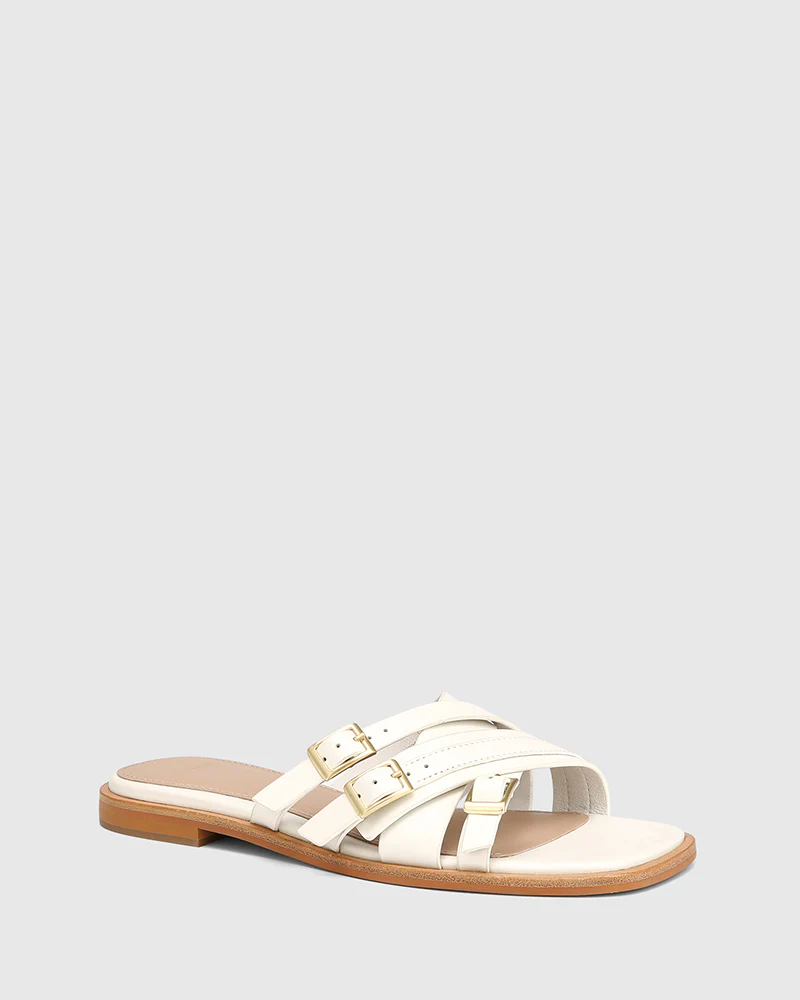 El Off White Leather Strappy Slide - Image 2