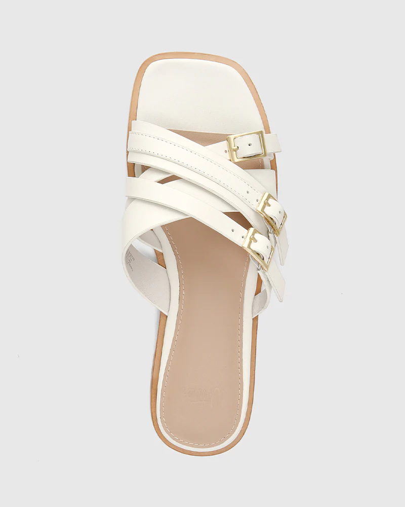 El Off White Leather Strappy Slide - Image 5