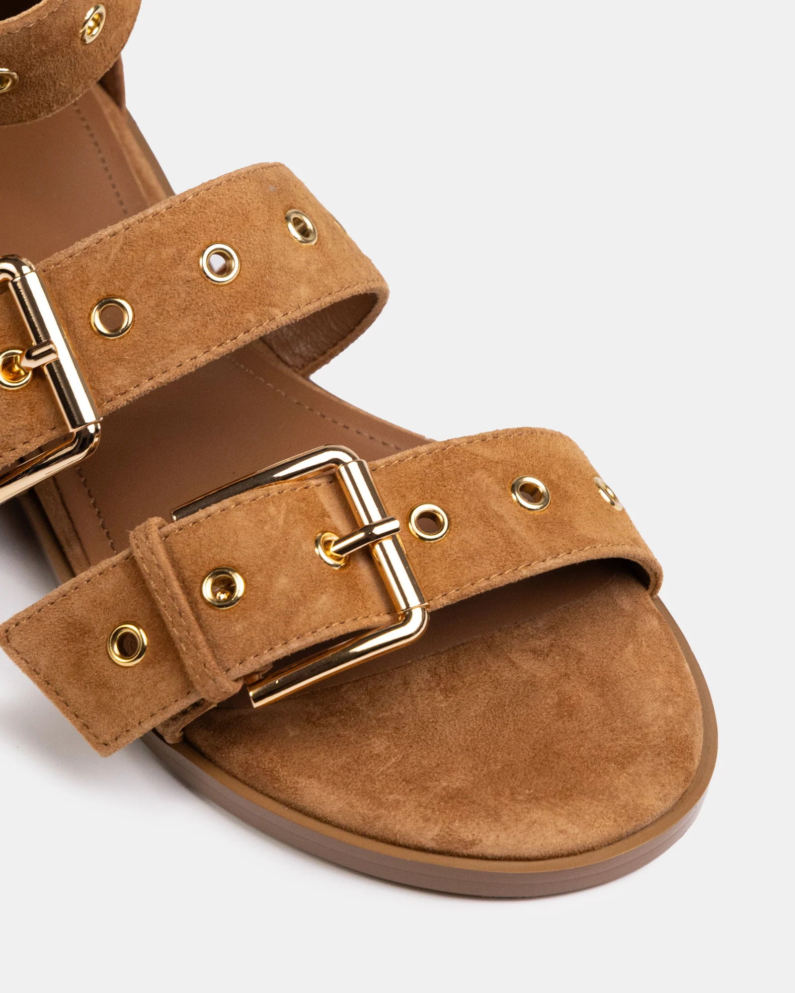 Elyssa Burnt Almond Suede Leather Sandal - Image 3