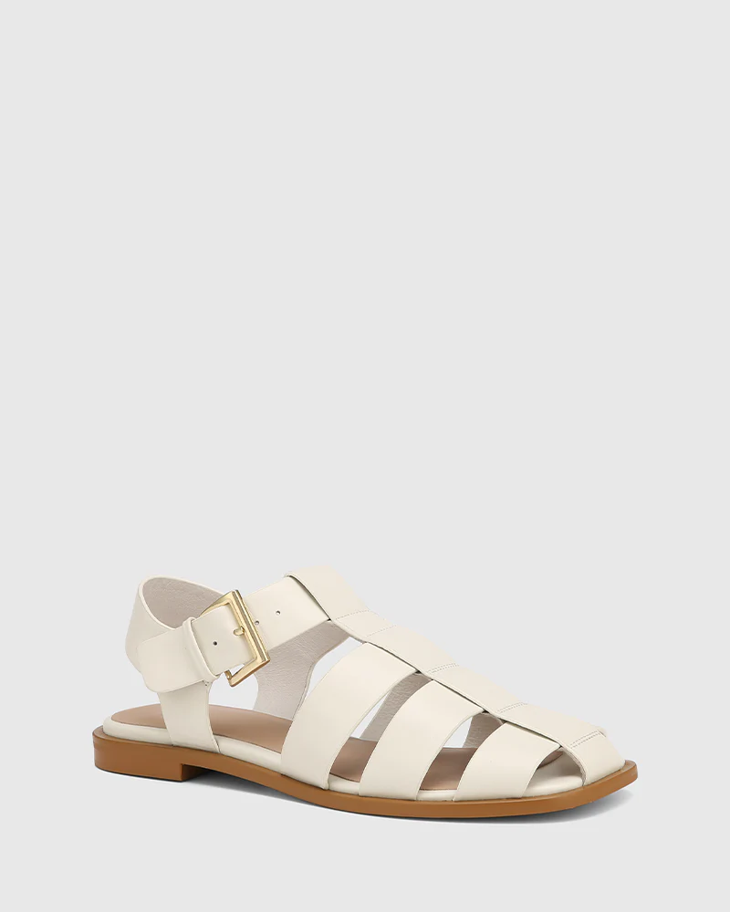Ezria Off White Leather Fisherman Sandal - Image 2