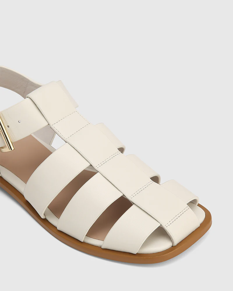 Ezria Off White Leather Fisherman Sandal - Image 3