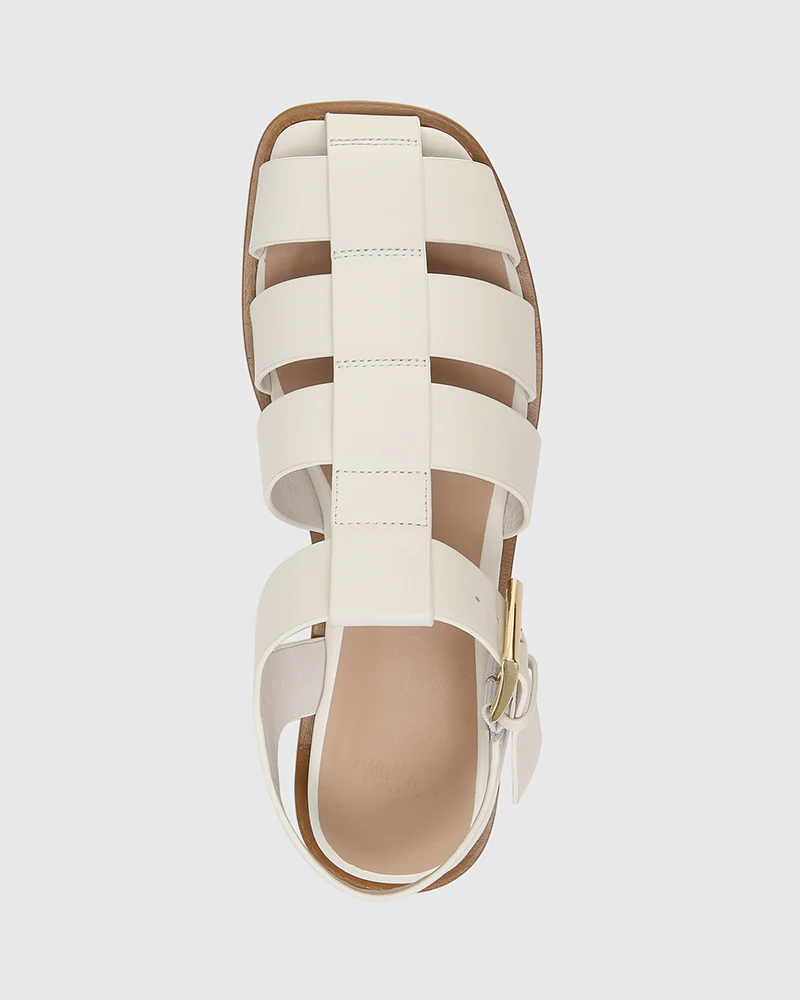 Ezria Off White Leather Fisherman Sandal - Image 5