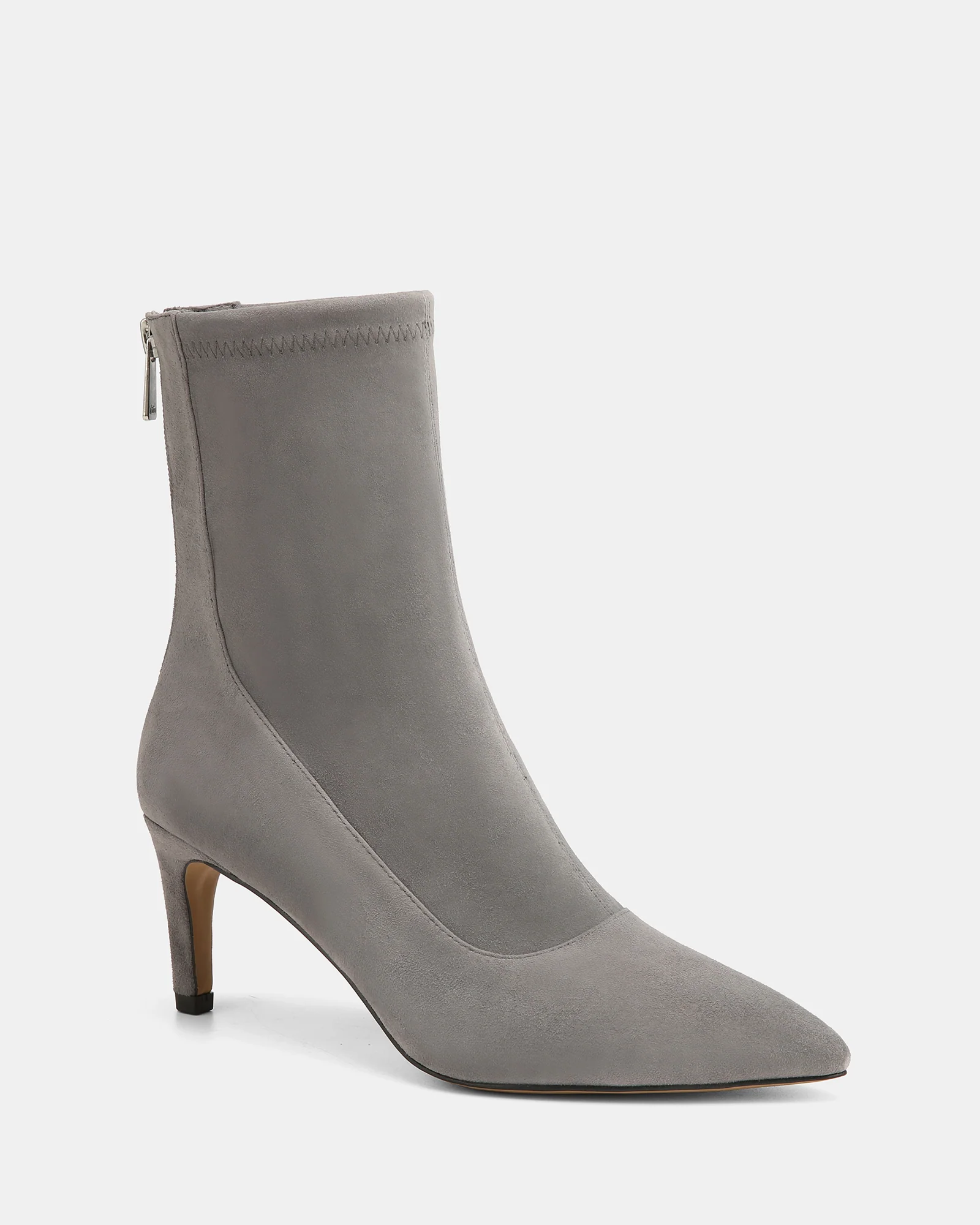 Felix Cement Grey Stretch Suede Leather Ankle Boot - Image 3