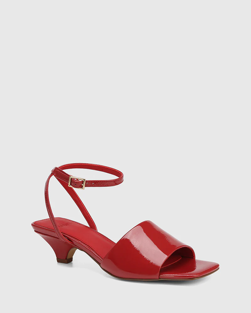 Fleet Rouge Red Crinkle Patent Leather Triangle Heel - Image 2