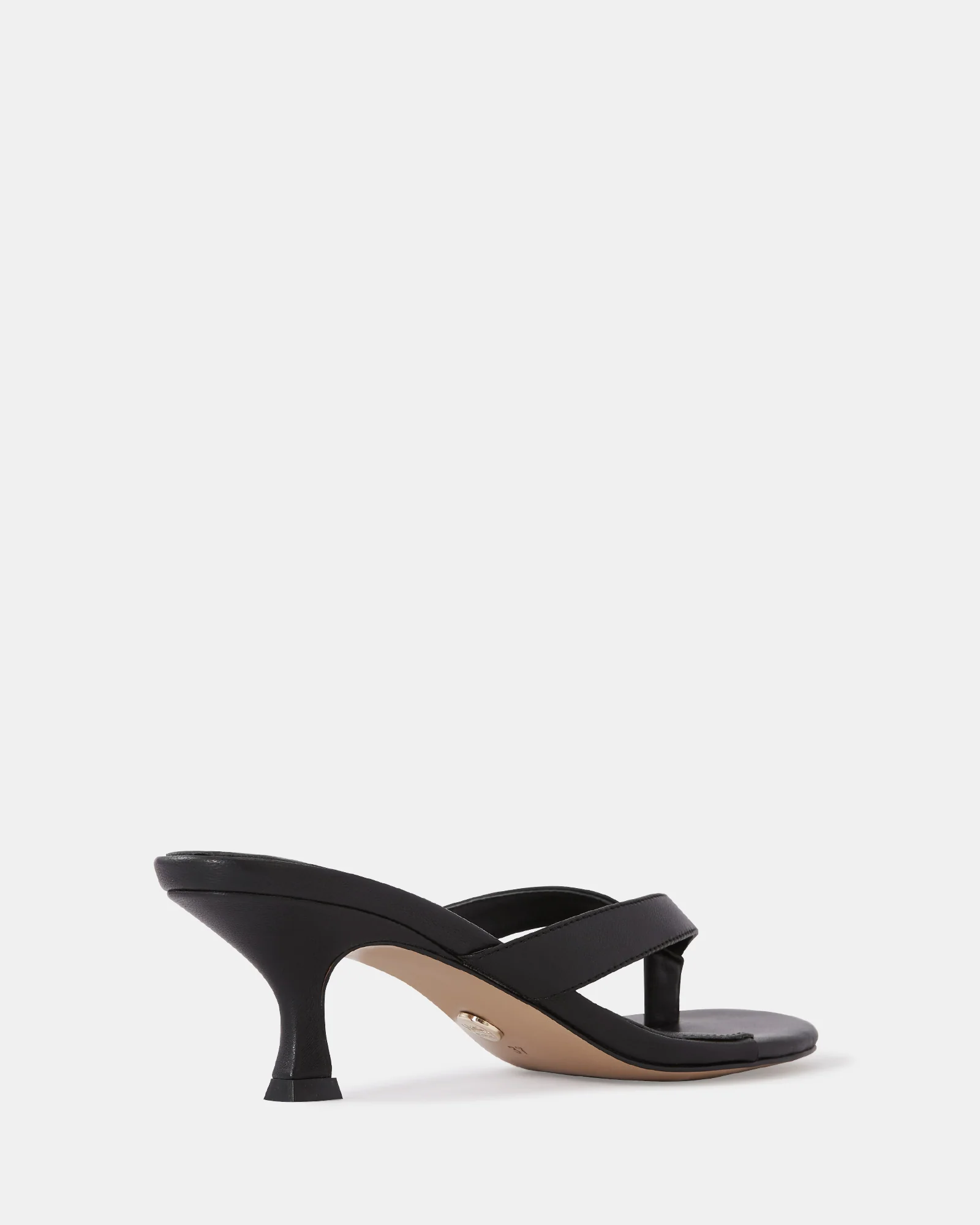 Gigi Black Leather Kitten Heel Thong - Image 4