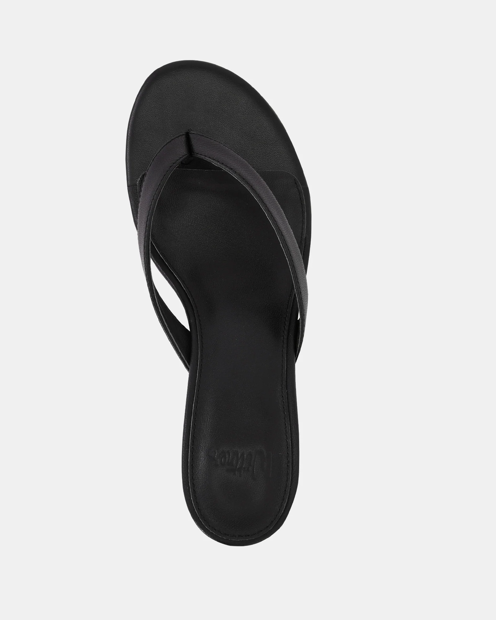 Gigi Black Leather Kitten Heel Thong - Image 5