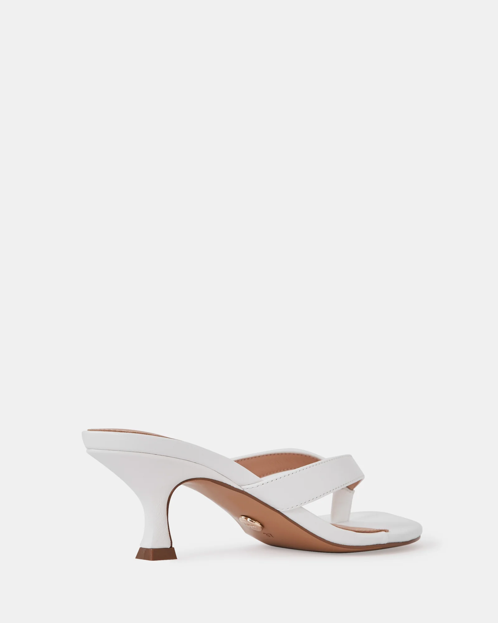 Gigi Optic White Leather Kitten Heel Thong - Image 4