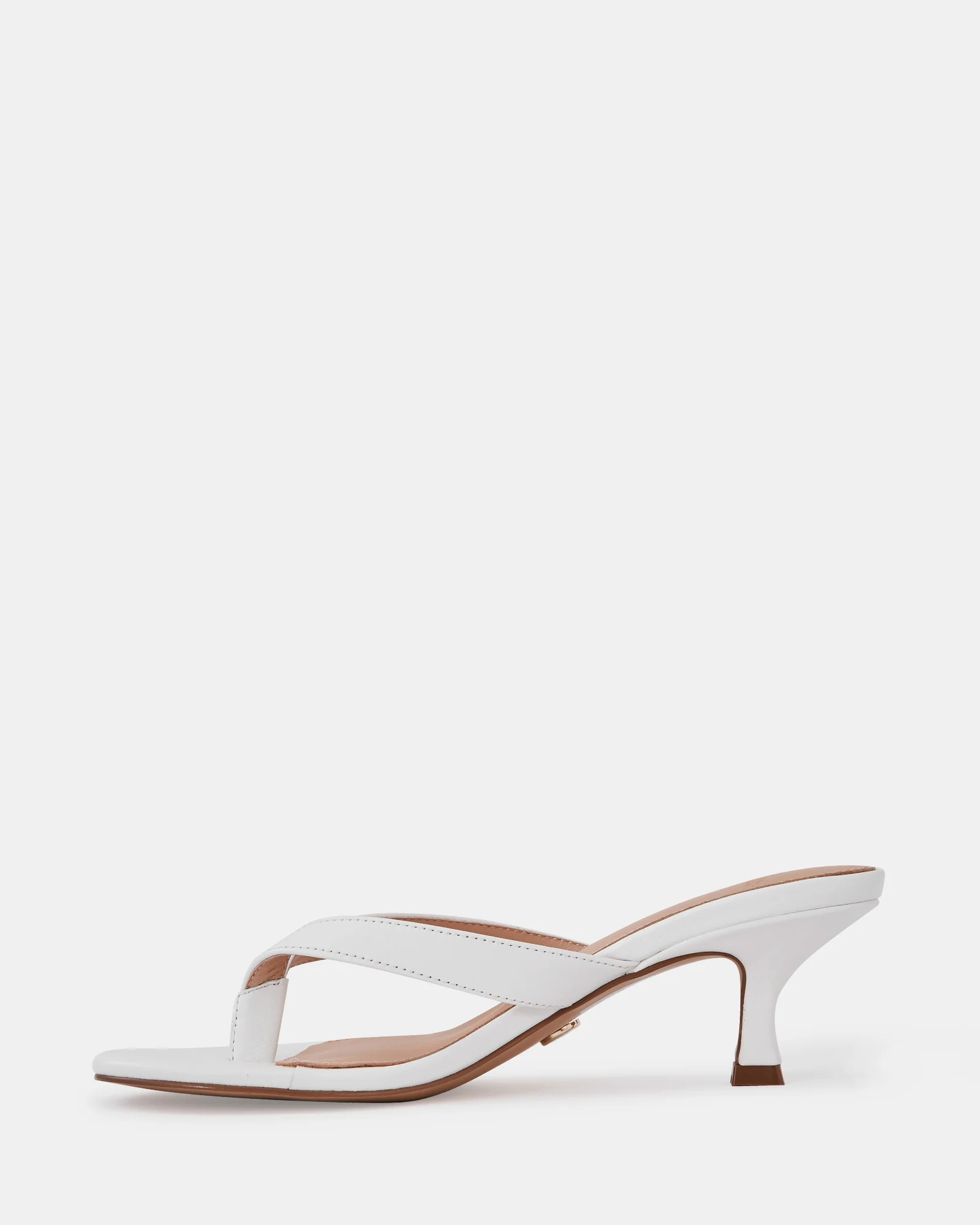 Gigi Optic White Leather Kitten Heel Thong - Image 6