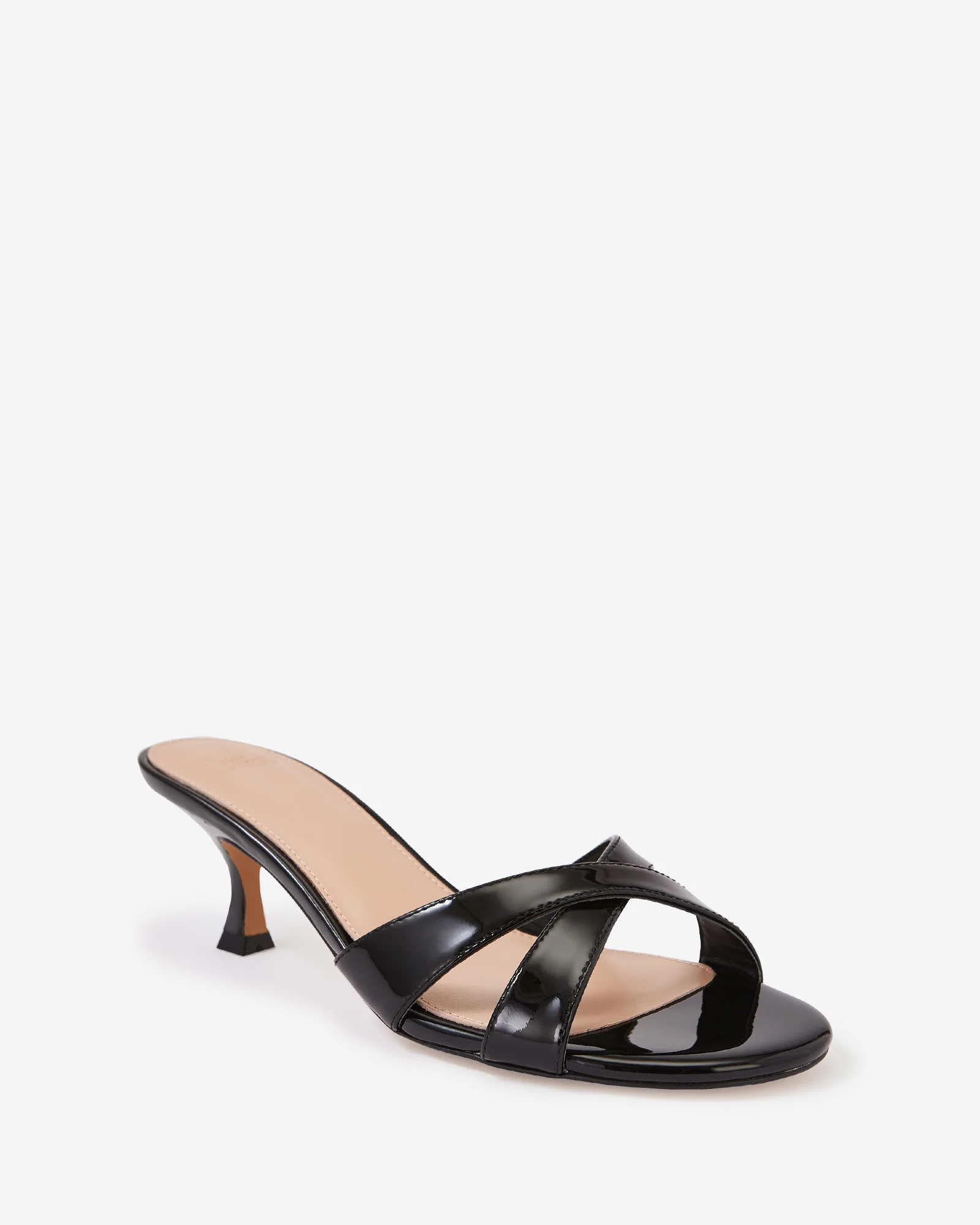 Gracie Black Patent Leather Kitten Heel Mule - Image 2