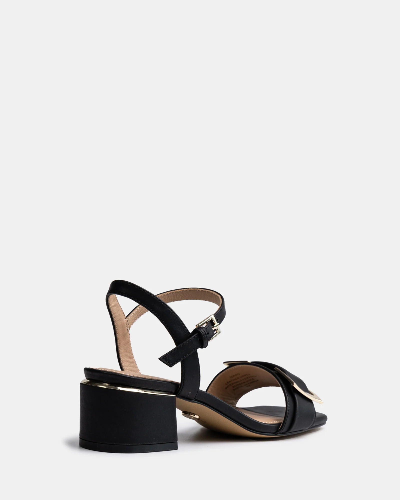 Izaro Black Leather Block Heel - Image 4