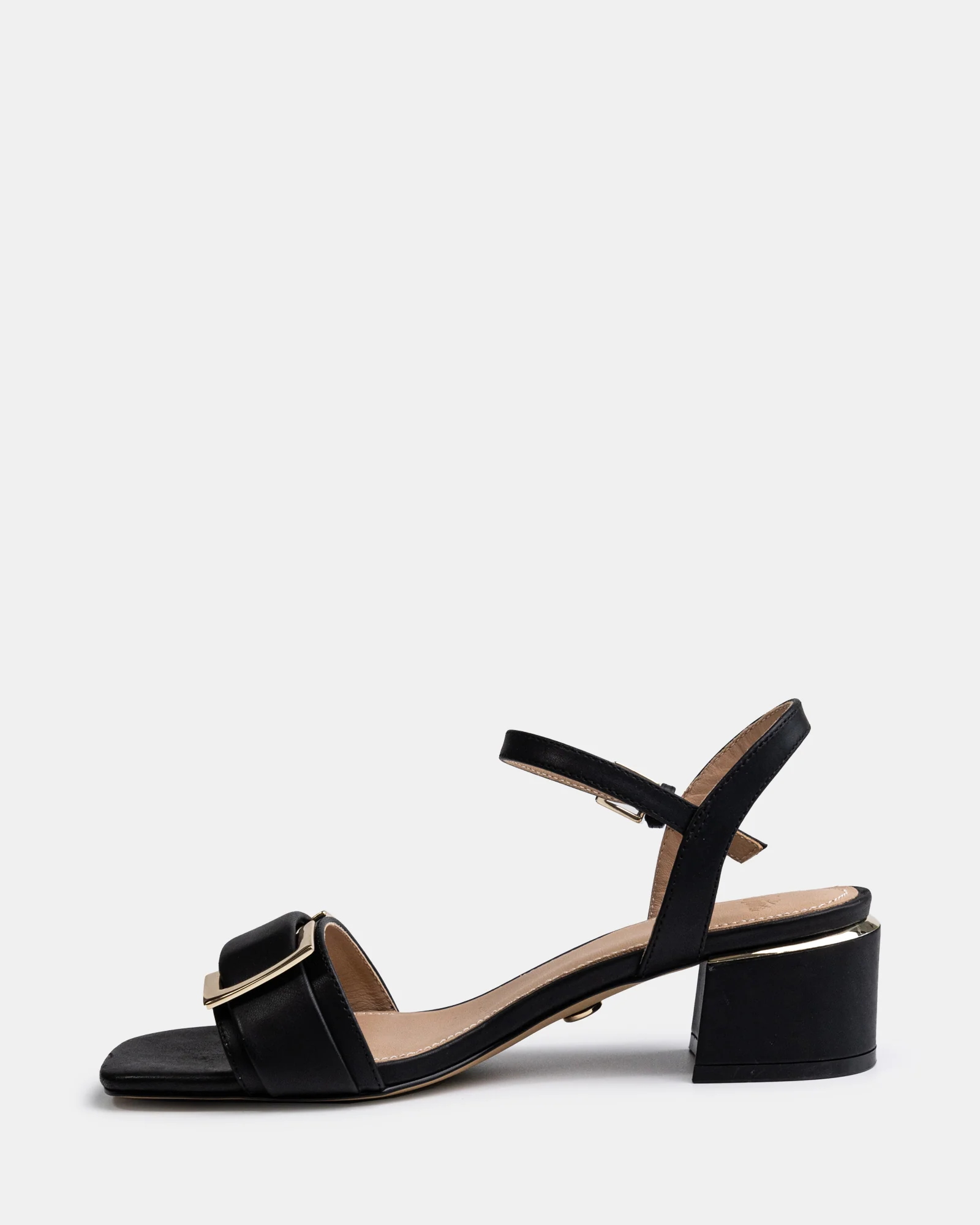 Izaro Black Leather Block Heel - Image 6