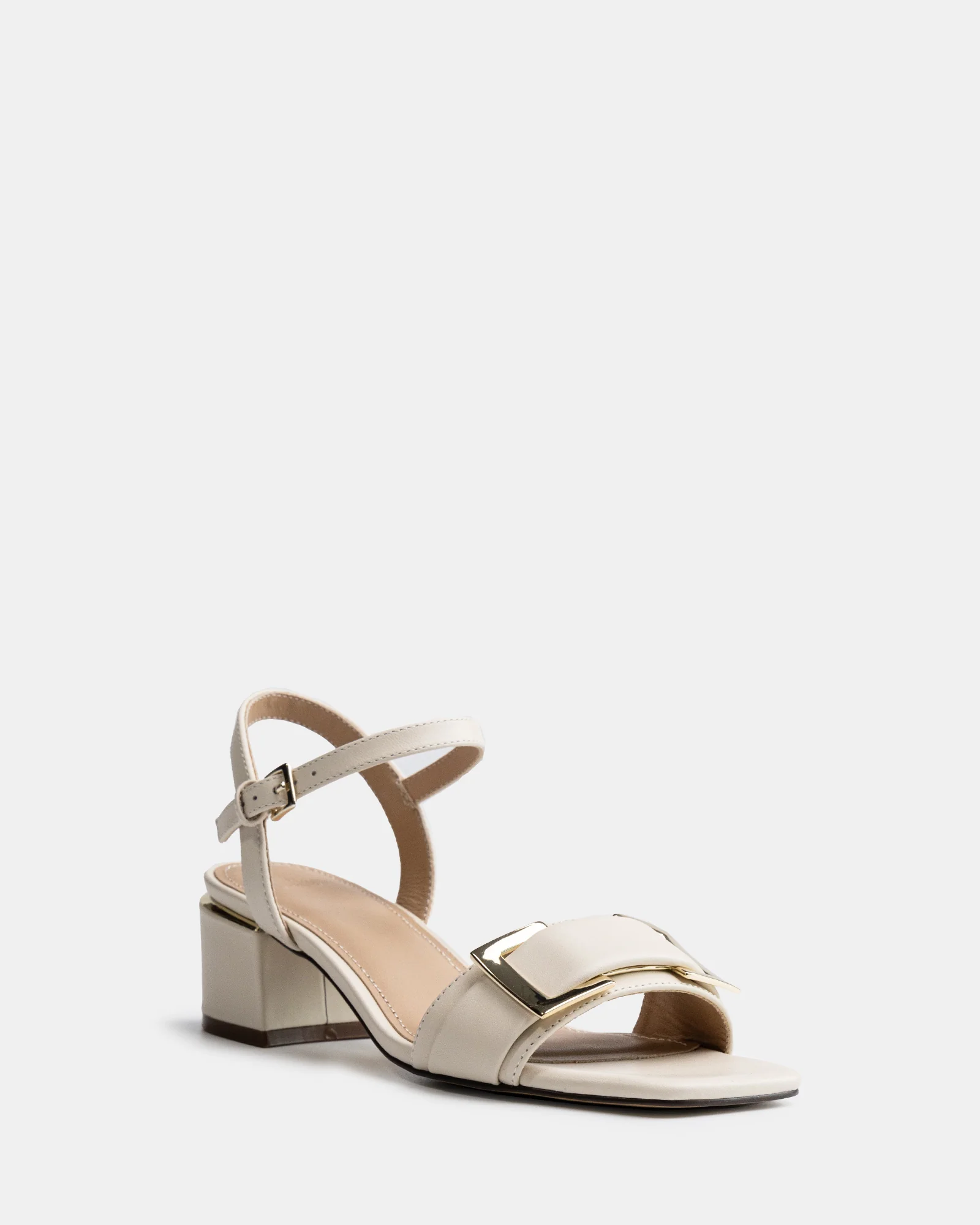 Izaro Vintage Ivory Leather Block Heel - Image 2