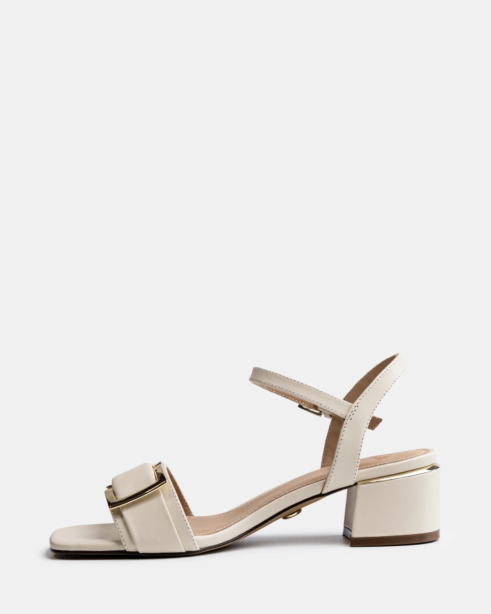 Izaro Vintage Ivory Leather Block Heel - Image 6