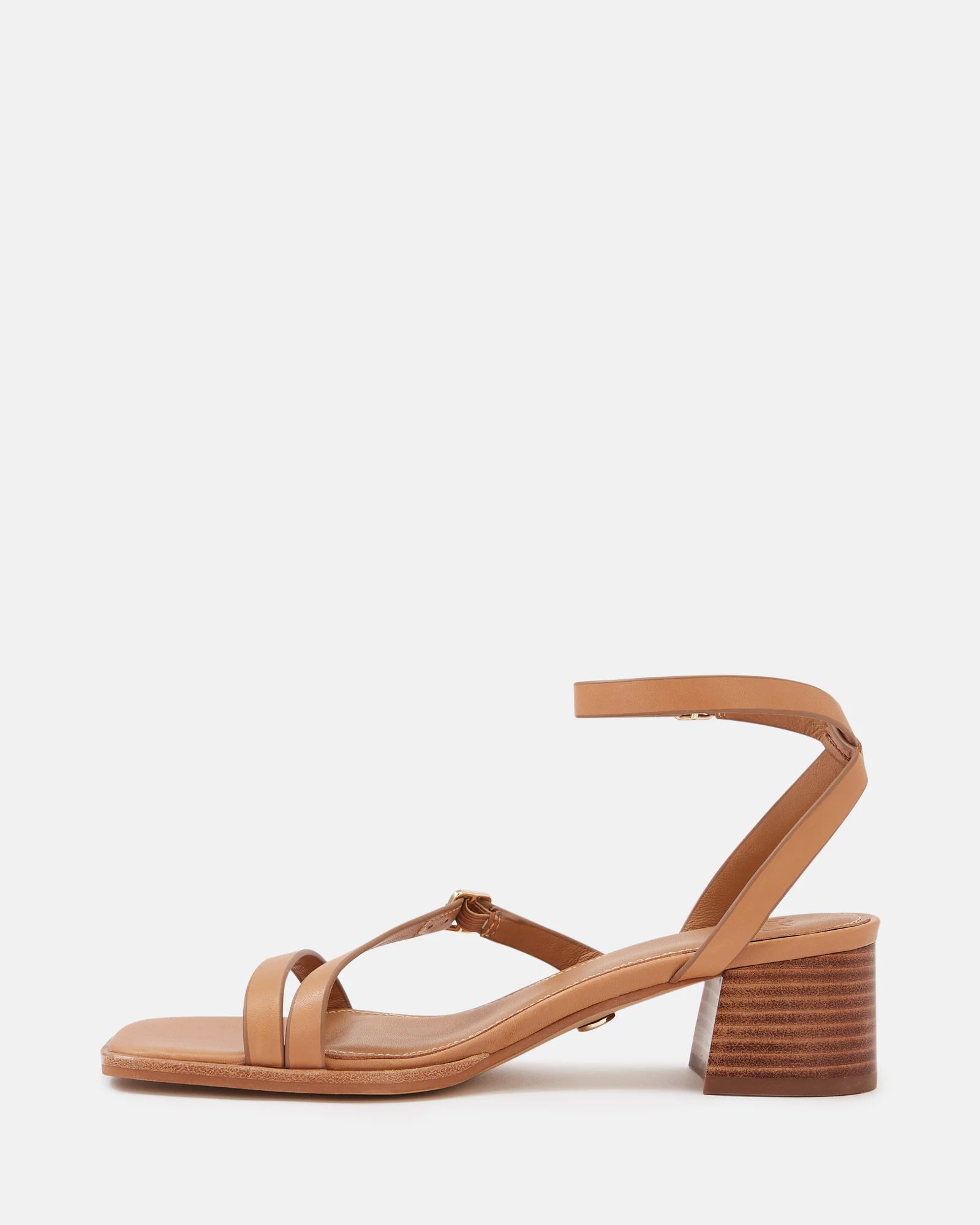 Izzi Dark Sand Leather Block Heel - Image 6
