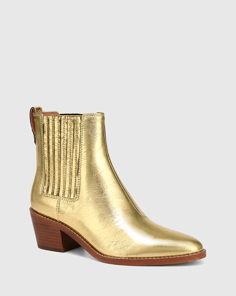 Jiamy Gold Crease Metallic Leather Ankle Boot - Image 2