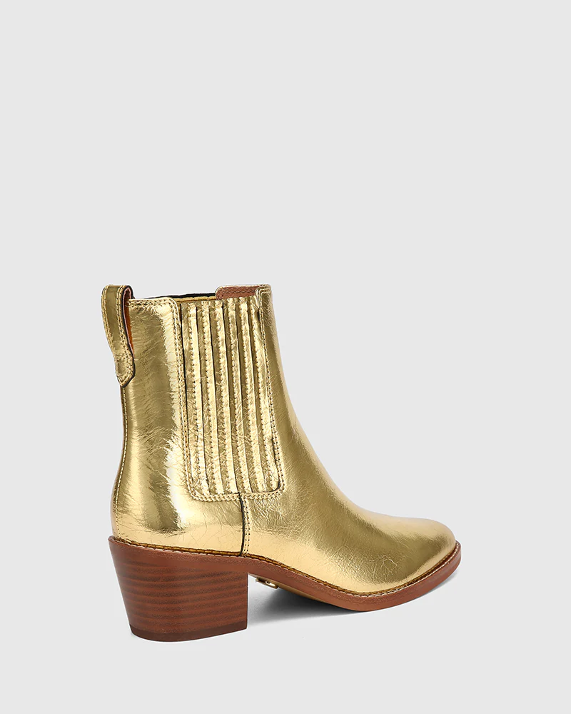 Jiamy Gold Crease Metallic Leather Ankle Boot - Image 4