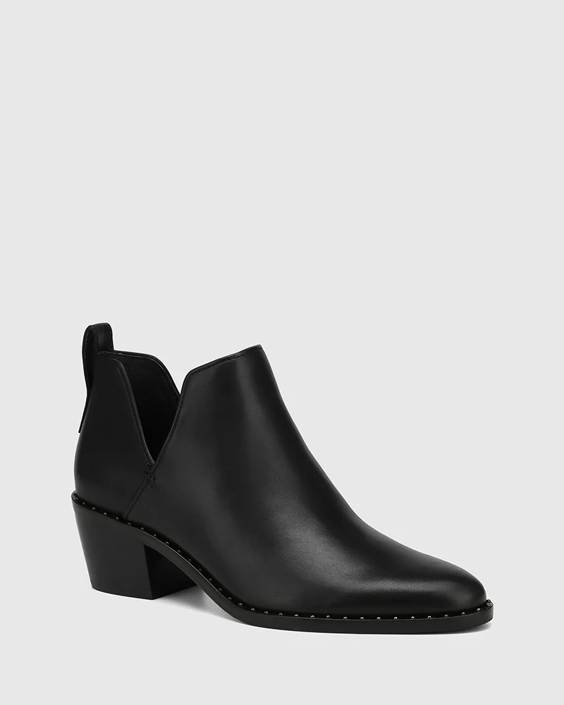 Jiya Black Leather Ankle Boot - Image 2