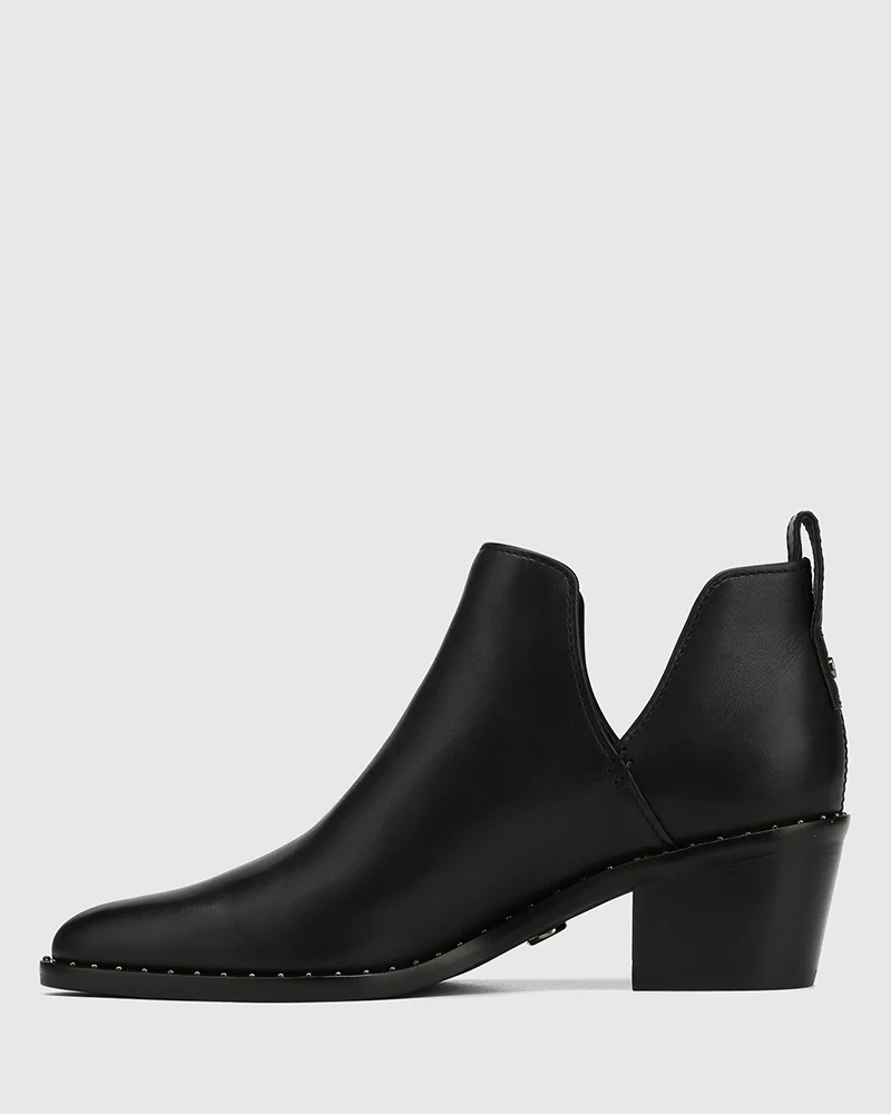 Jiya Black Leather Ankle Boot - Image 6