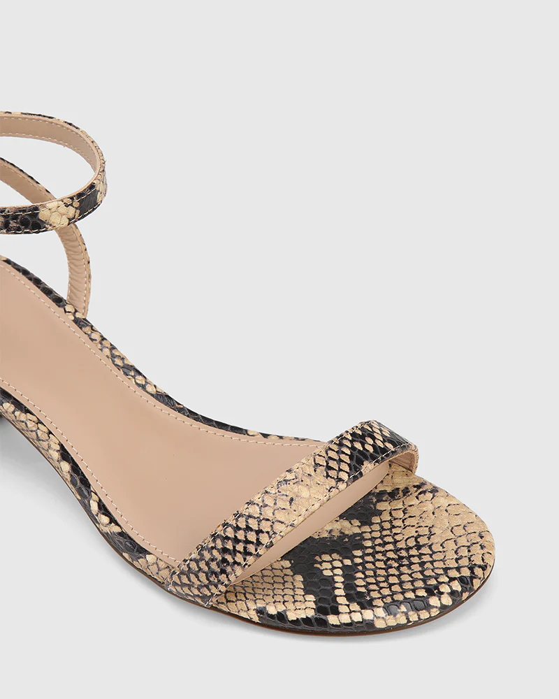 Jo Black Multi Snake Print Leather Kitten Heel - Image 3