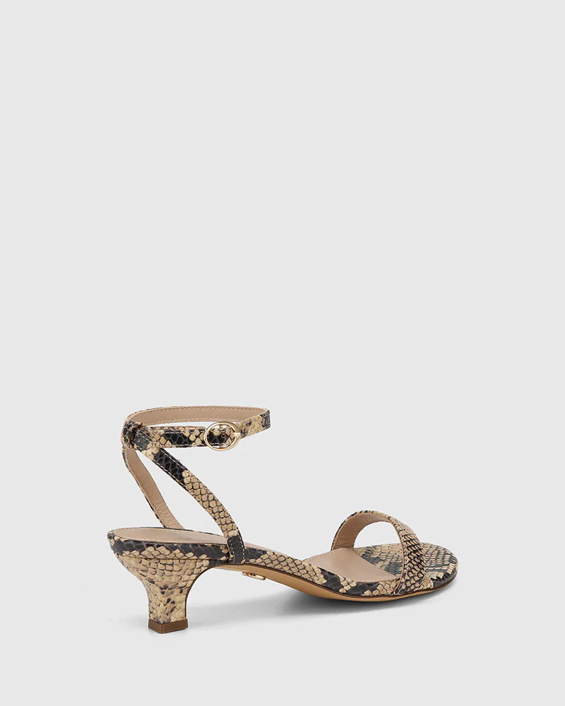 Jo Black Multi Snake Print Leather Kitten Heel - Image 4